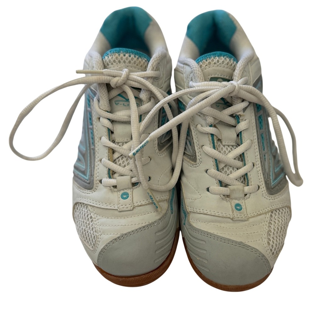 Hi-Tec M500 V-Lite W Womens Indoor Court Shoes White Teal Silver Squash Size 6